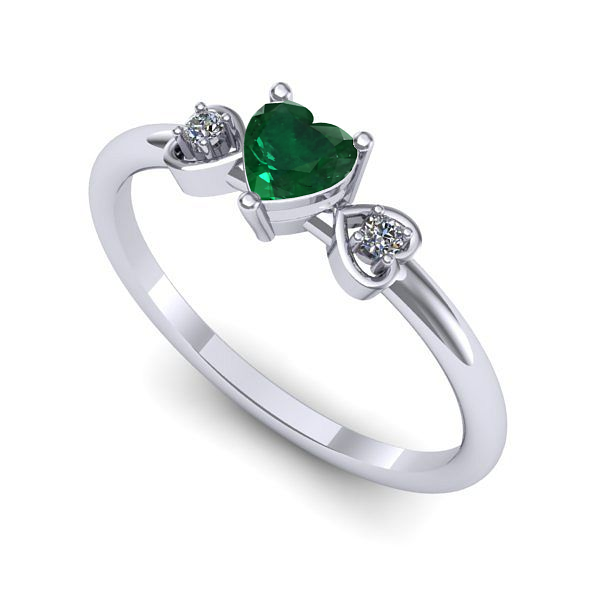 Inel din aur alb cu smarald