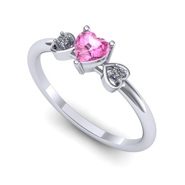 Inel din aur alb cu safir roz