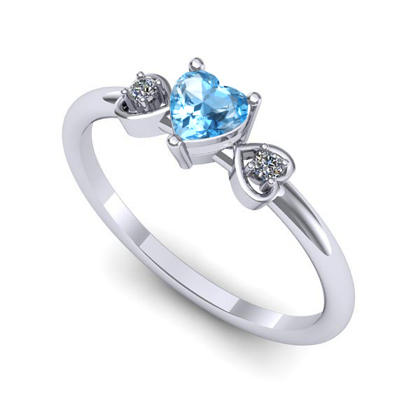 Inel logodna din aur alb cu topaz blue