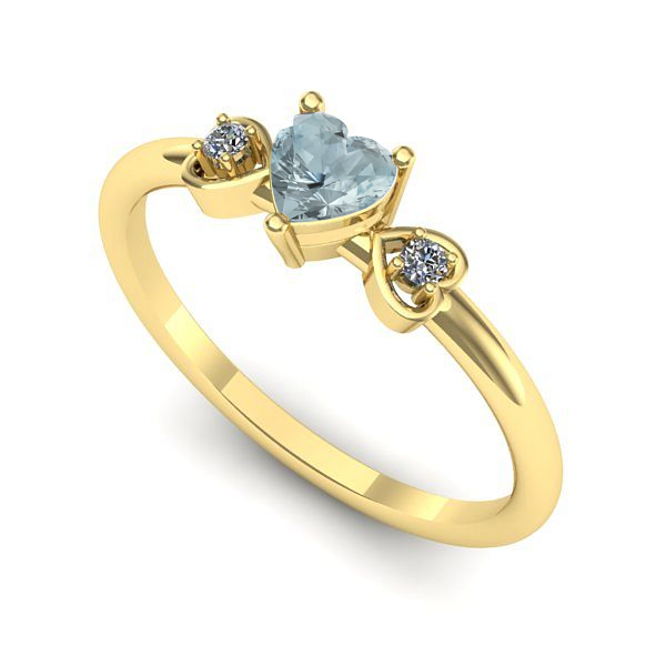 Inel din aur galben cu aquamarin