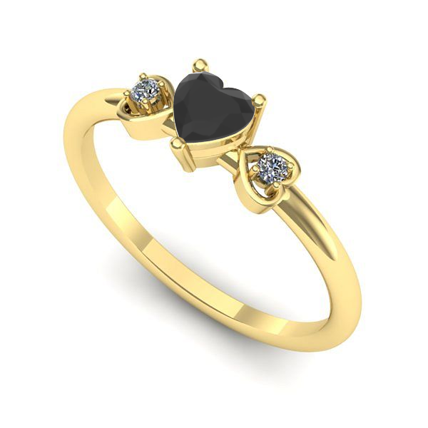 Inel din aur galben cu diamant negru