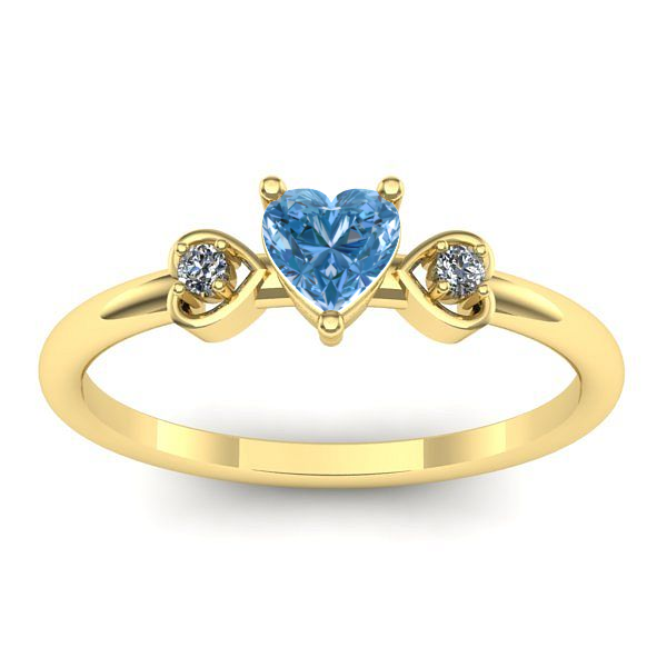 Inel de logodna cu diamant de laborator albastru inima
