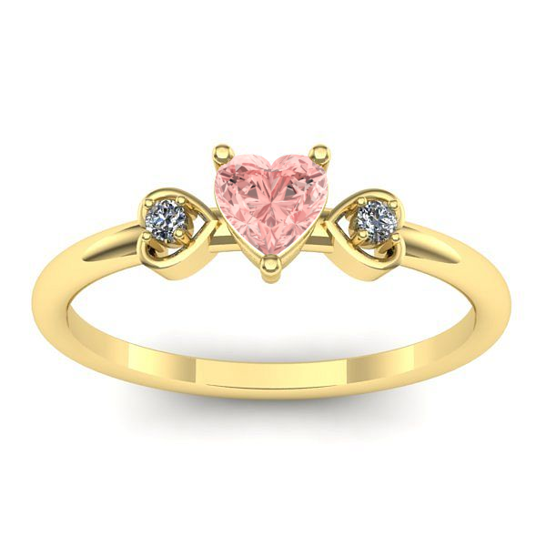 Inel de logodna cu diamant de laborator roz inima