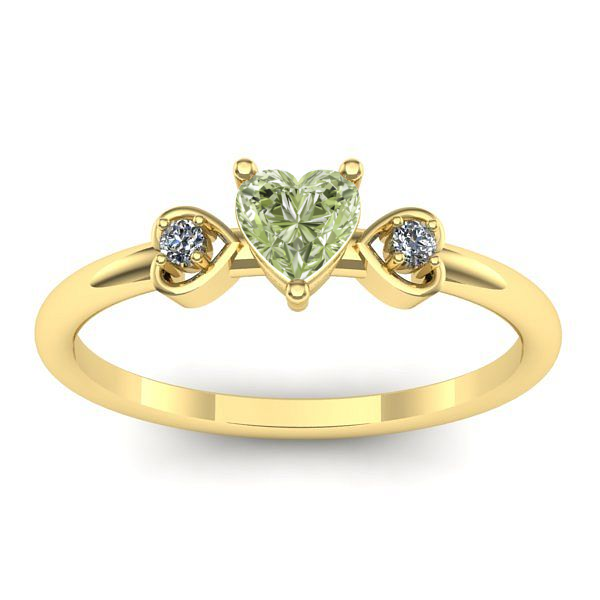 Inel cu diamant de laborator verde inima