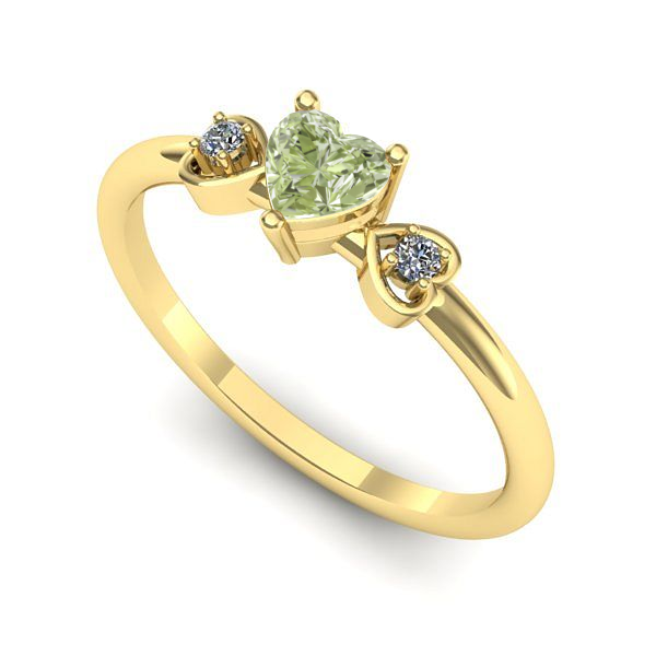 Inel de logodna din aur galben cu diamant de laborator verde