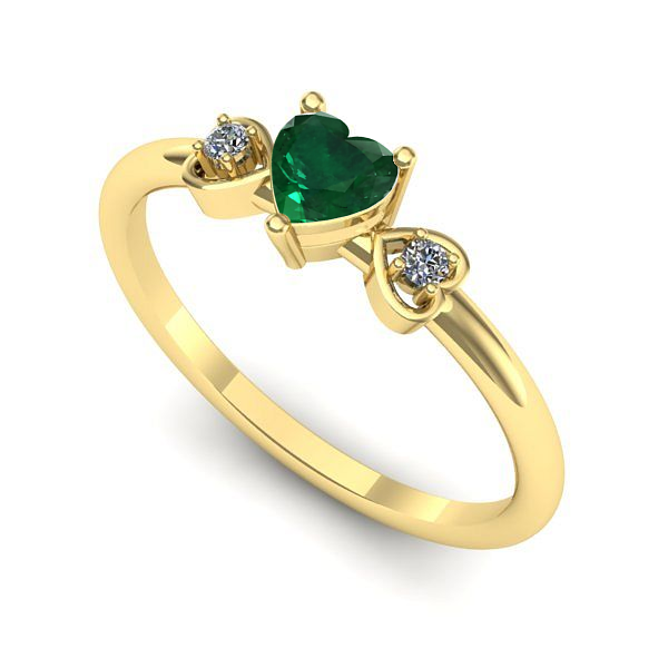 Inel de logodna din aur galben cu smarald