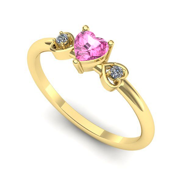 Inel logodna din aur galben cu safir roz