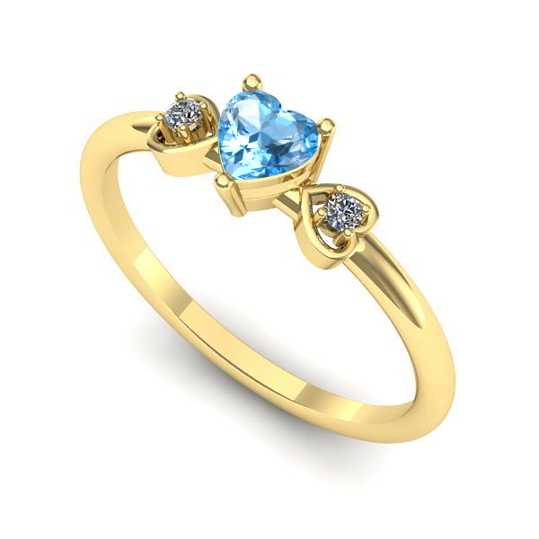 Inel logodna din aur galben cu topaz blue