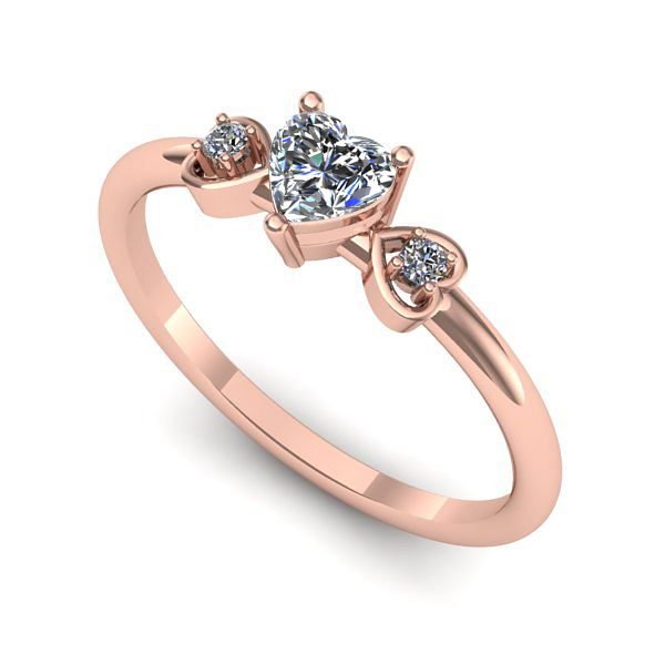 Inel de logodna din aur roz cu diamant