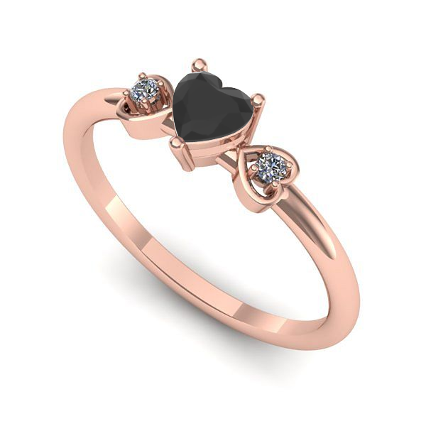 Inel logodna din aur roz cu diamant negru