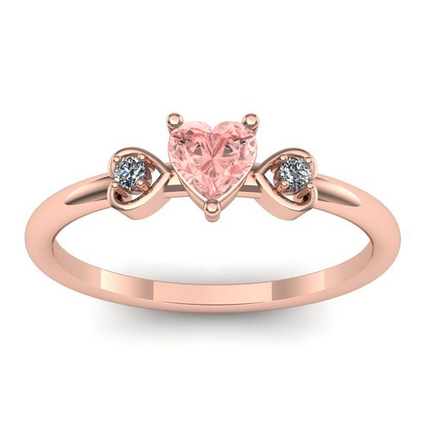 Inel logodna cu diamant de laborator roz inima