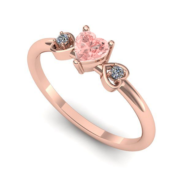 Inel logodna din aur roz cu diamant de laborator roz