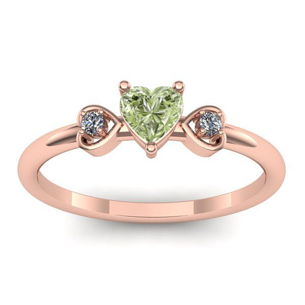 Inel cu diamant de laborator verde inima