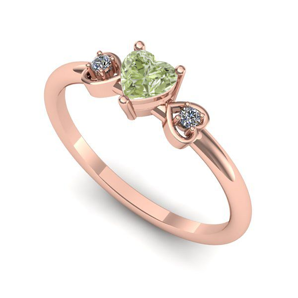 Inel logodna din aur roz cu diamant de laborator verde