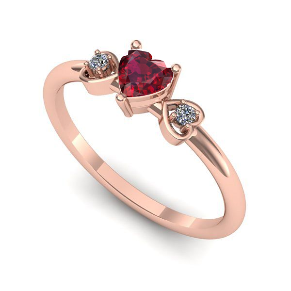Inel logodna din aur roz cu rubin