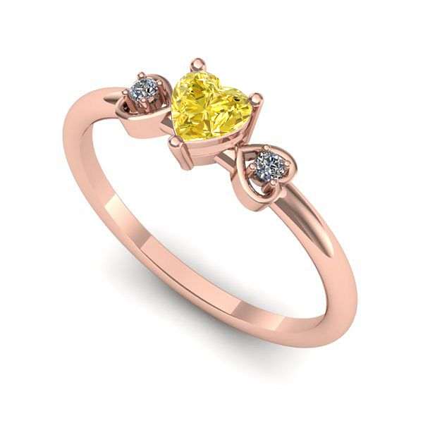 Inel de logodna din aur roz cu safir galben