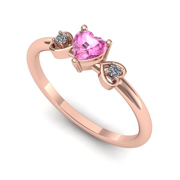 Inel logodna din aur roz cu safir roz