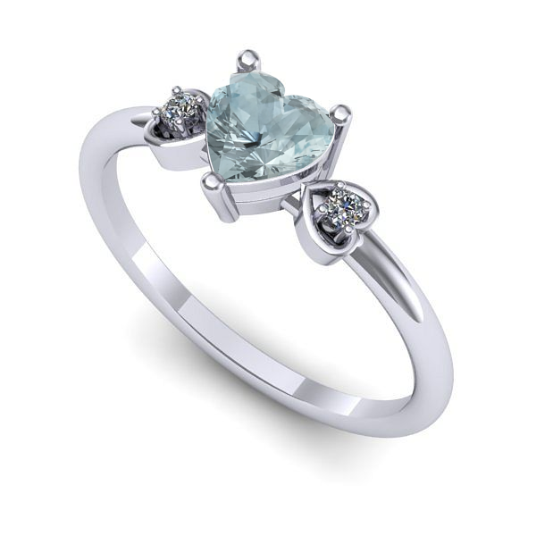 Inel logodna din aur alb cu aquamarin