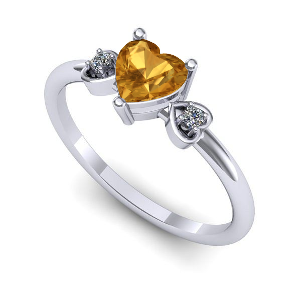 Inel logodna din aur alb cu citrin