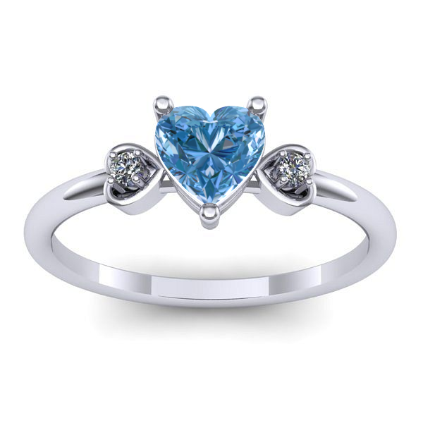 Inel de logodna cu diamant de laborator albastru inima
