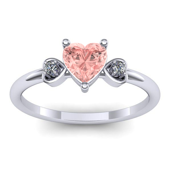 Inel cu diamant de laborator roz inima