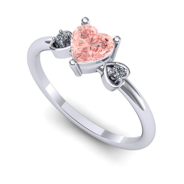 Inel de logodna din aur alb cu diamant de laborator roz