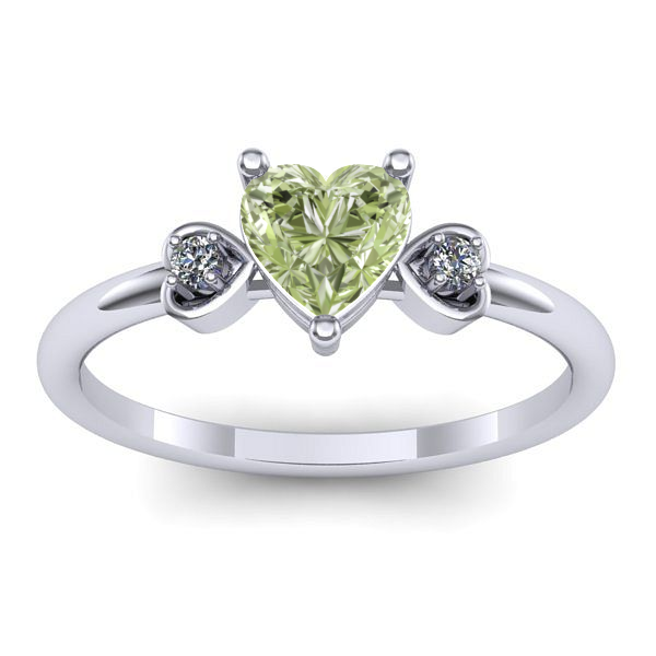 Inel de logodna cu diamant de laborator verde inima