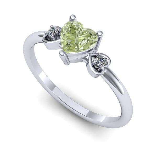 Inel de logodna din aur alb cu diamant de laborator verde