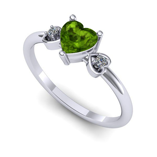 Inel de logodna din aur alb cu peridot