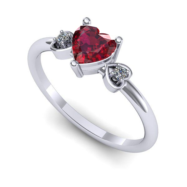 Inel din aur alb cu rubin