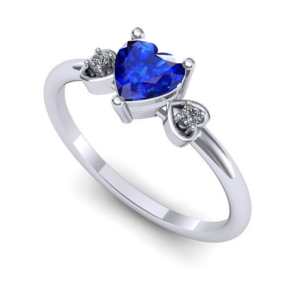 Inel de logodna din aur alb cu safir