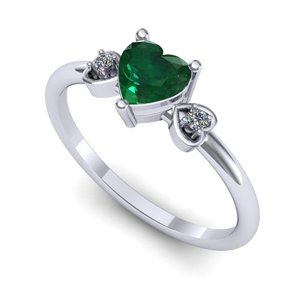 Inel de logodna din aur alb cu smarald