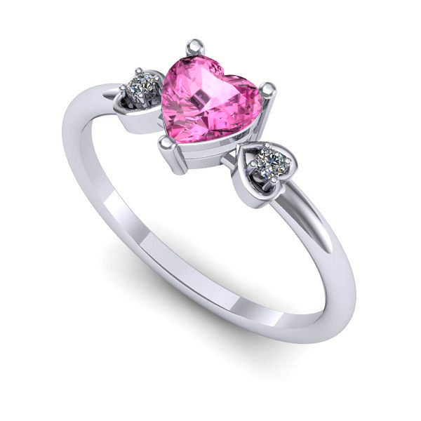 Inel logodna din aur alb cu safir roz