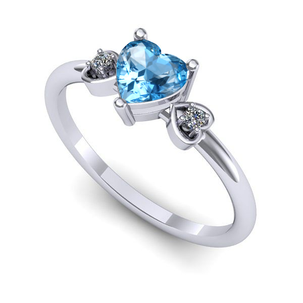 Inel de logodna din aur alb cu topaz blue