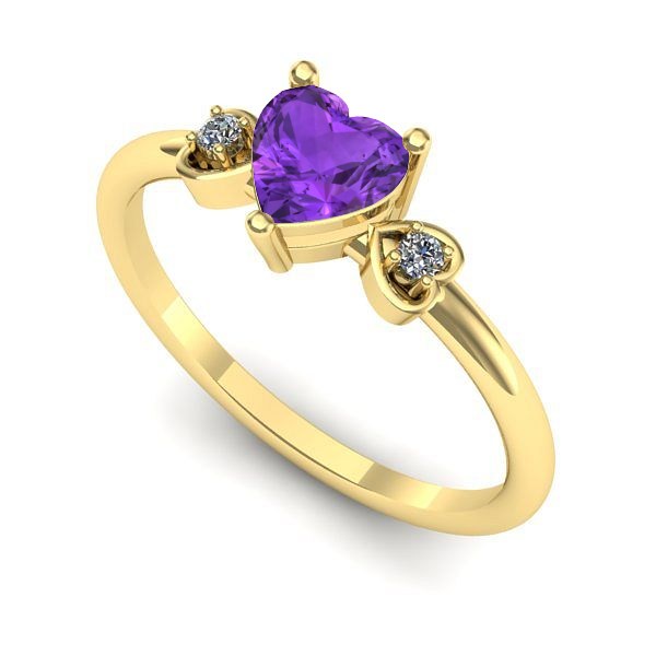 Inel logodna din aur galben cu ametist