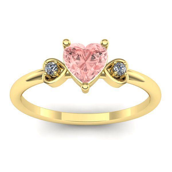Inel logodna cu diamant de laborator roz inima