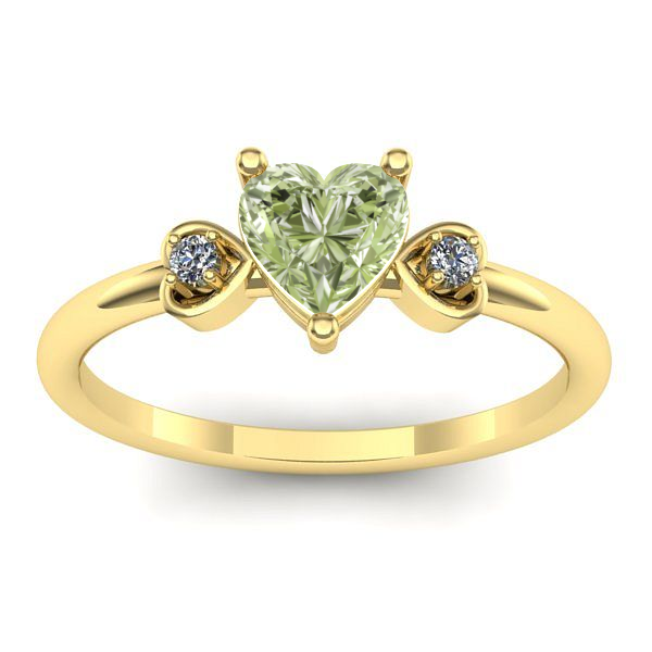 Inel cu diamant de laborator verde inima