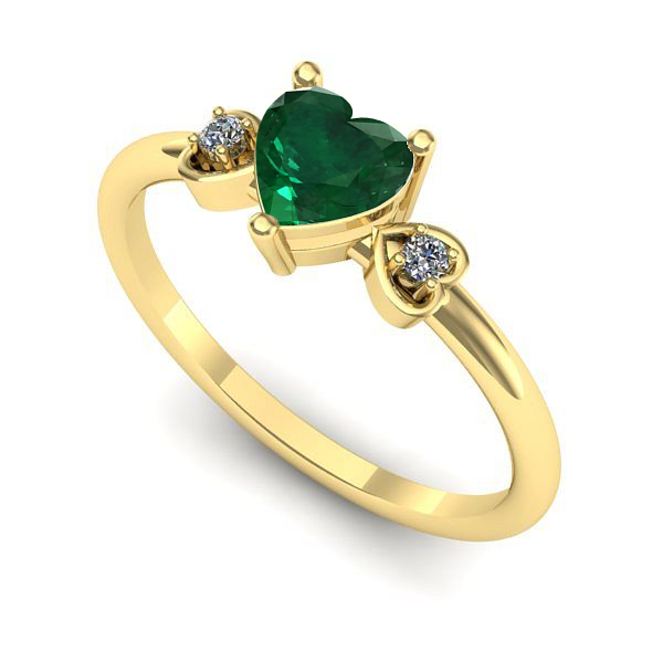 Inel logodna din aur galben cu smarald