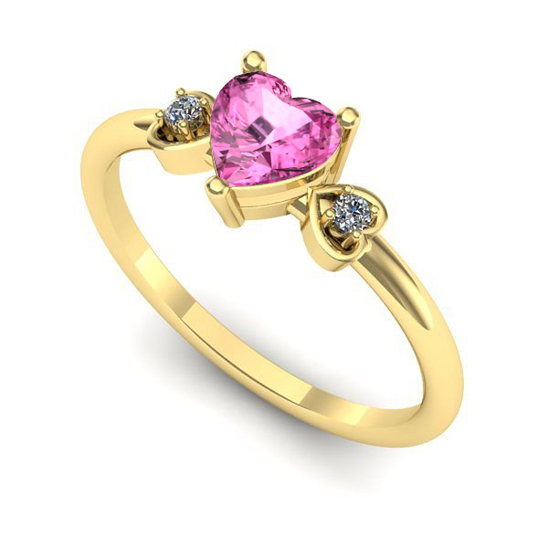 Inel logodna din aur galben cu safir roz