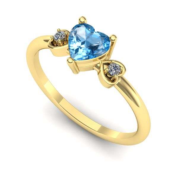 Inel de logodna din aur galben cu topaz blue
