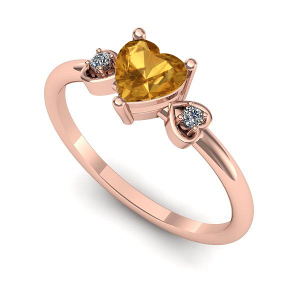 Inel de logodna din aur roz cu citrin