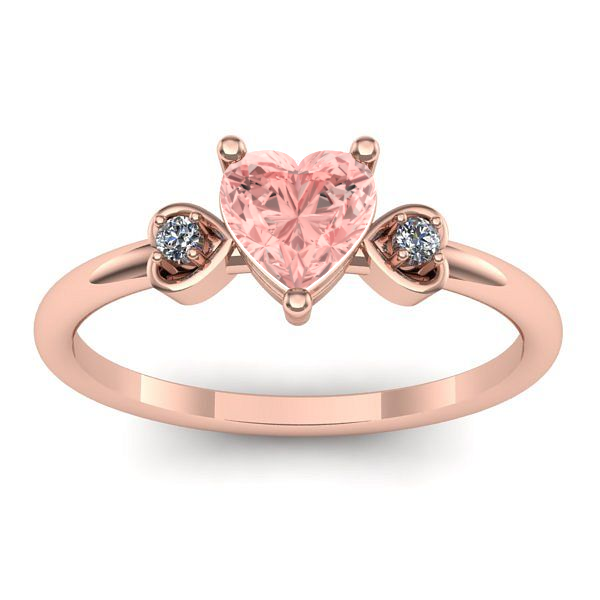 Inel logodna cu diamant de laborator roz inima
