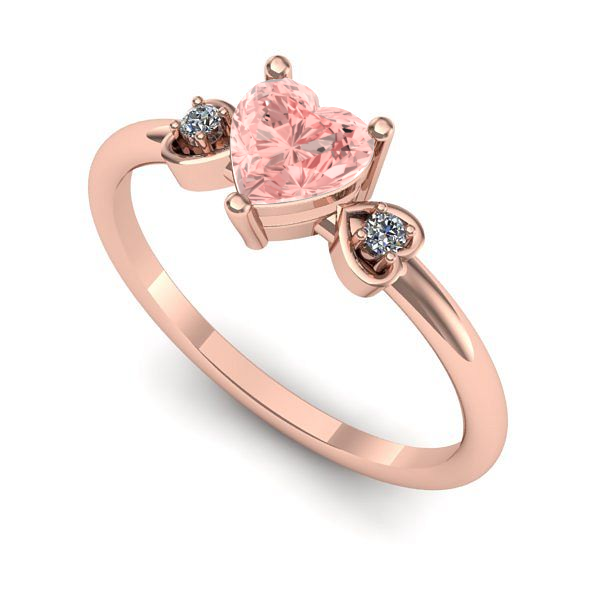Inel logodna din aur roz cu diamant de laborator roz