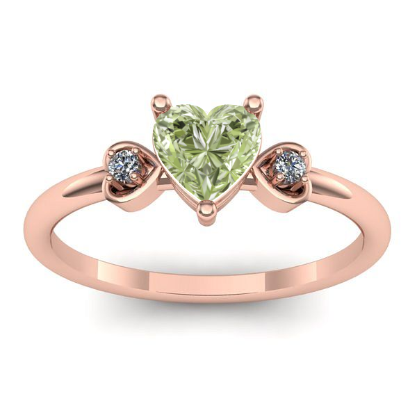 Inel logodna cu diamant de laborator verde inima