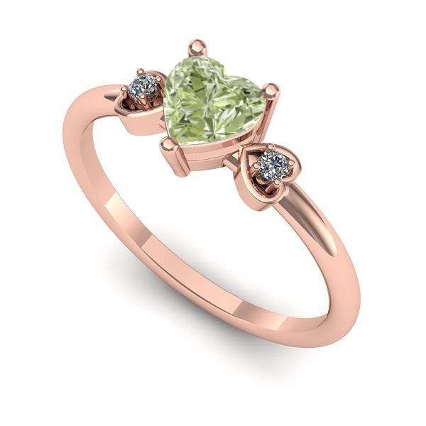 Inel logodna din aur roz cu diamant de laborator verde