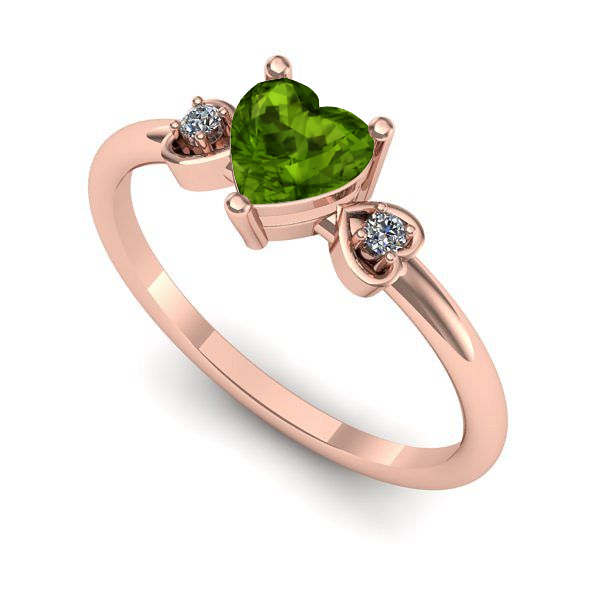 Inel logodna din aur roz cu peridot