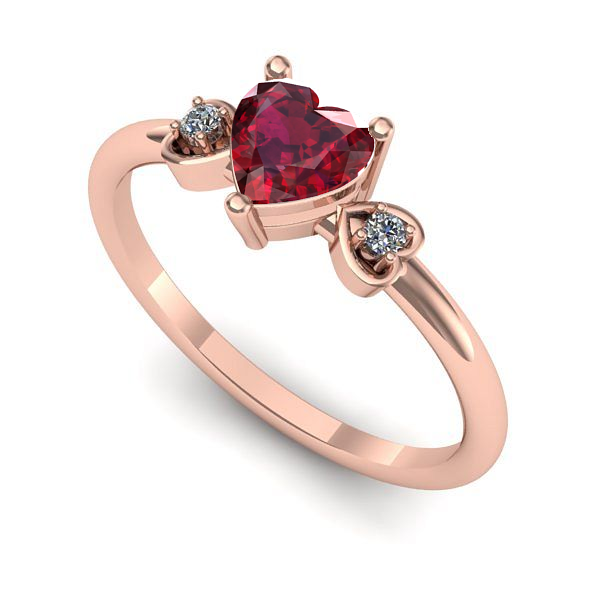 Inel de logodna din aur roz cu rubin