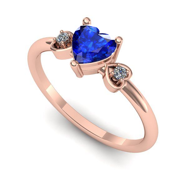Inel logodna din aur roz cu safir