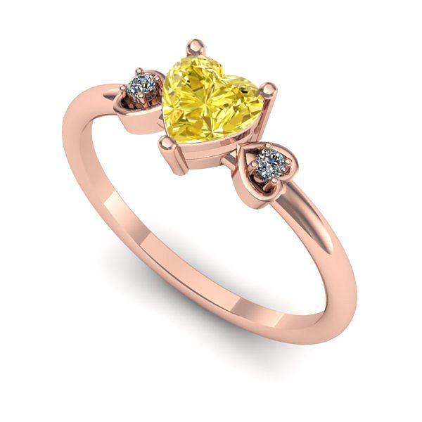 Inel din aur roz cu safir galben