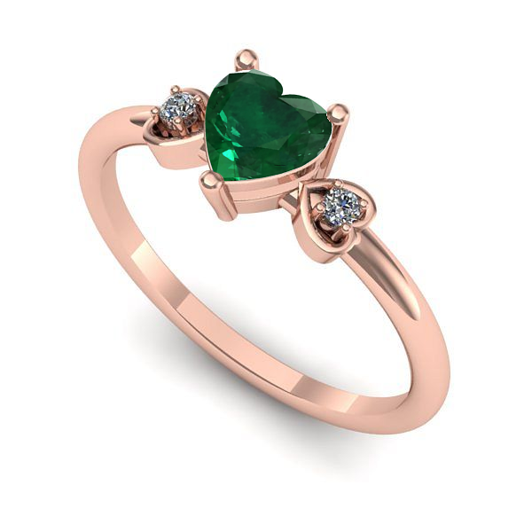 Inel logodna din aur roz cu smarald